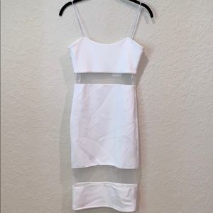 White fitted dress with sheer parts